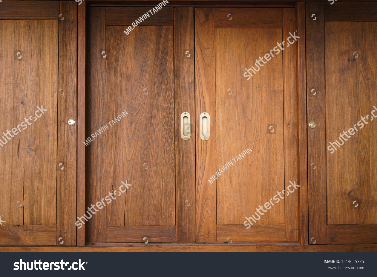 Traditional Japanese Style Sliding Wooden Doorclose Stock Photo