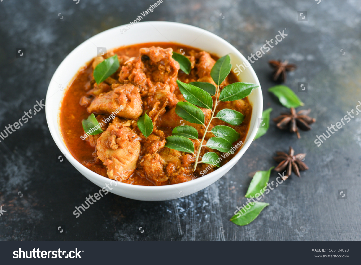 Traditional Kerala Style Chicken Curry Gravy Stock Photo 1565104828