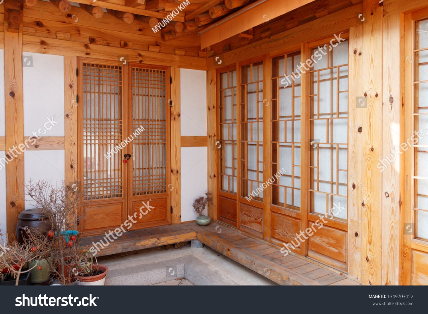 Traditional Korean Style Architecture Hanok Village Stock