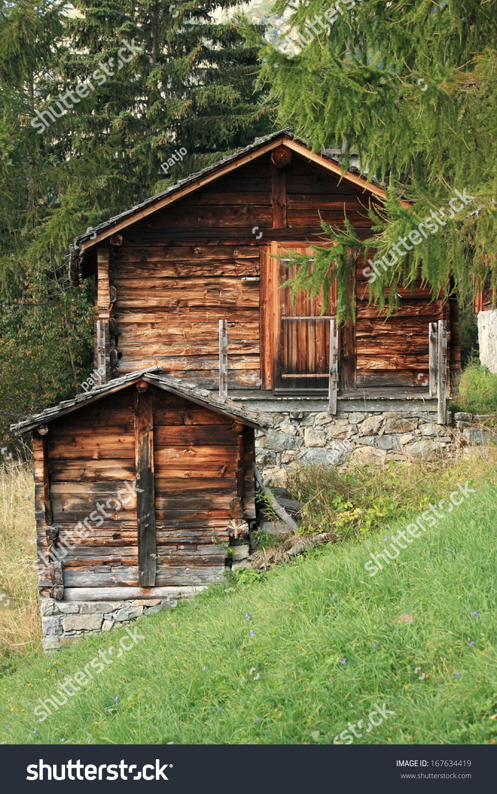 Traditional Log Cabins French Alps Stock Photo Edit Now 167634419