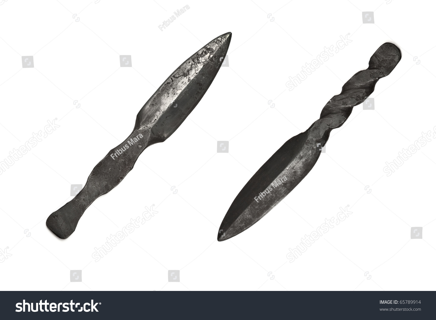 Traditional Medieval Handforged Celtic Throwing Knives Stock Photo ...