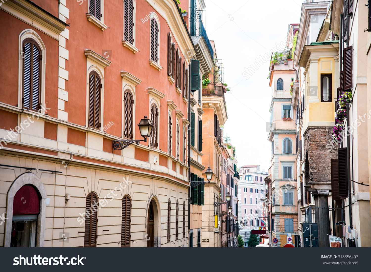 Street View In Rome Traditional Old Buildings Street View Rome Stock Photo 318856403 |  Shutterstock