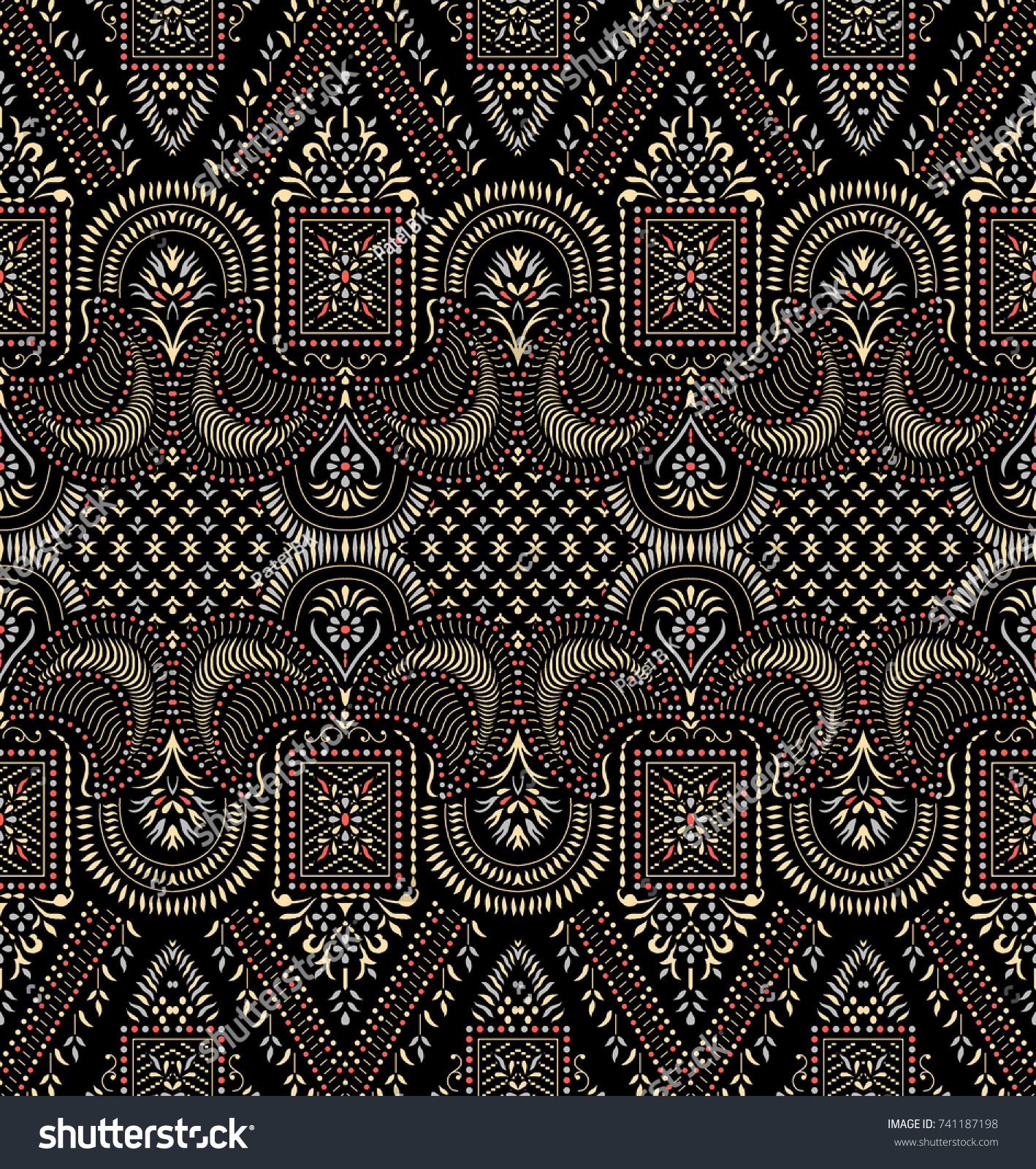 Traditional Seamless Indian Pattern Stock Illustration 741187198 ...