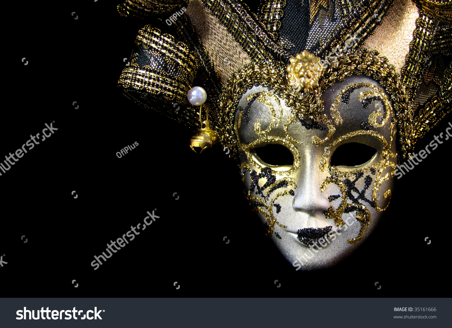 Traditional Venetian Mask Golden Decoration Abstract Holidays