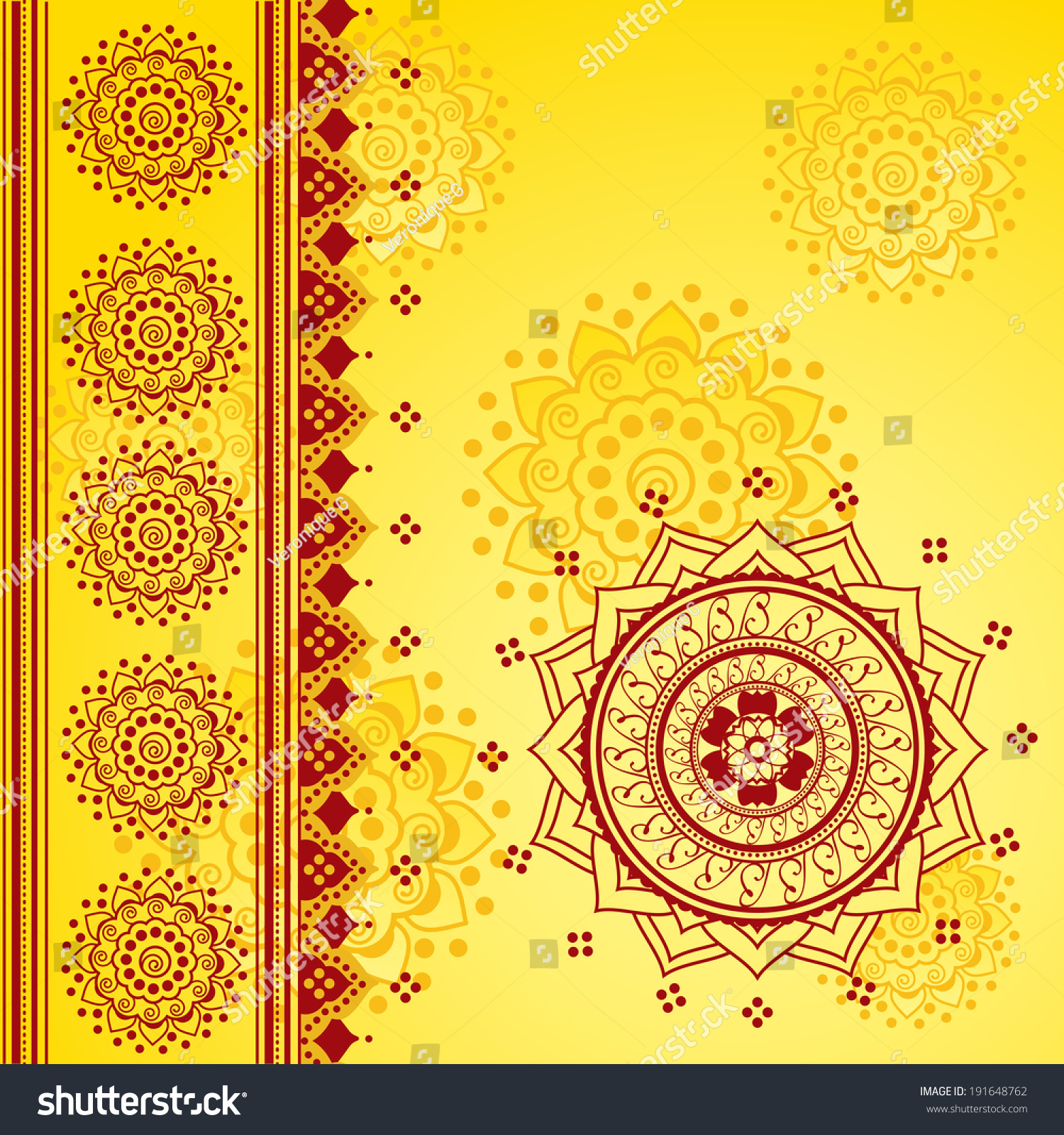 Traditional Yellow Red Indian Saree Design Stock Illustration