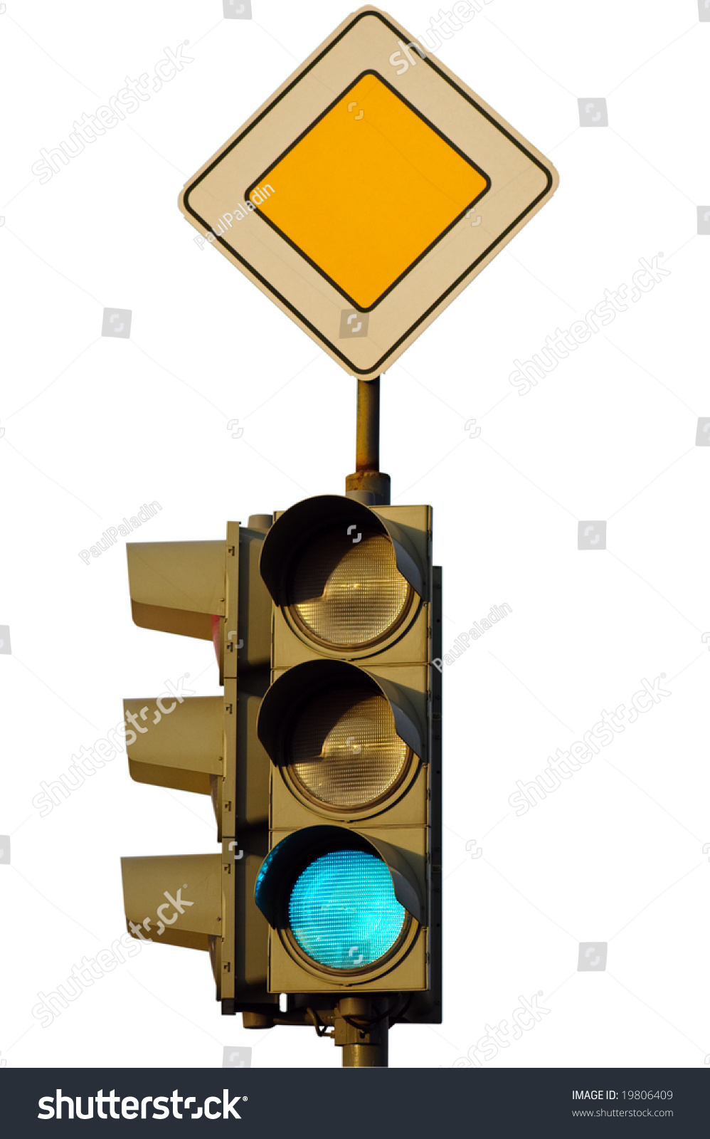 Traffic Lights (Green Light) And Sign 