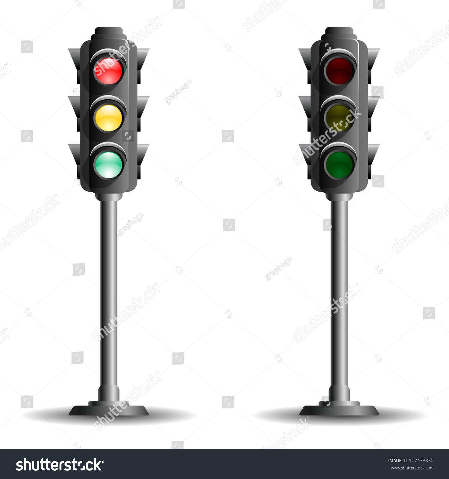 Traffic Lights Stop Lights Road Signal Stock Illustration 107433830 ...