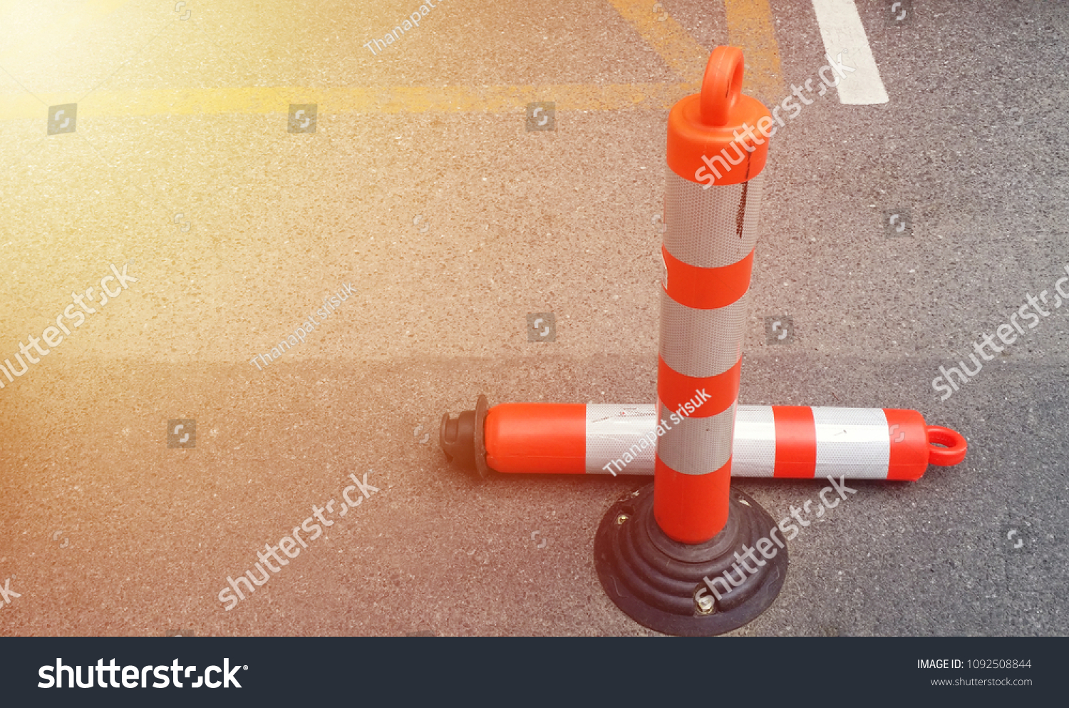 Traffic Pillars Located Another Falling Piece Stock Photo 1092508844 ...