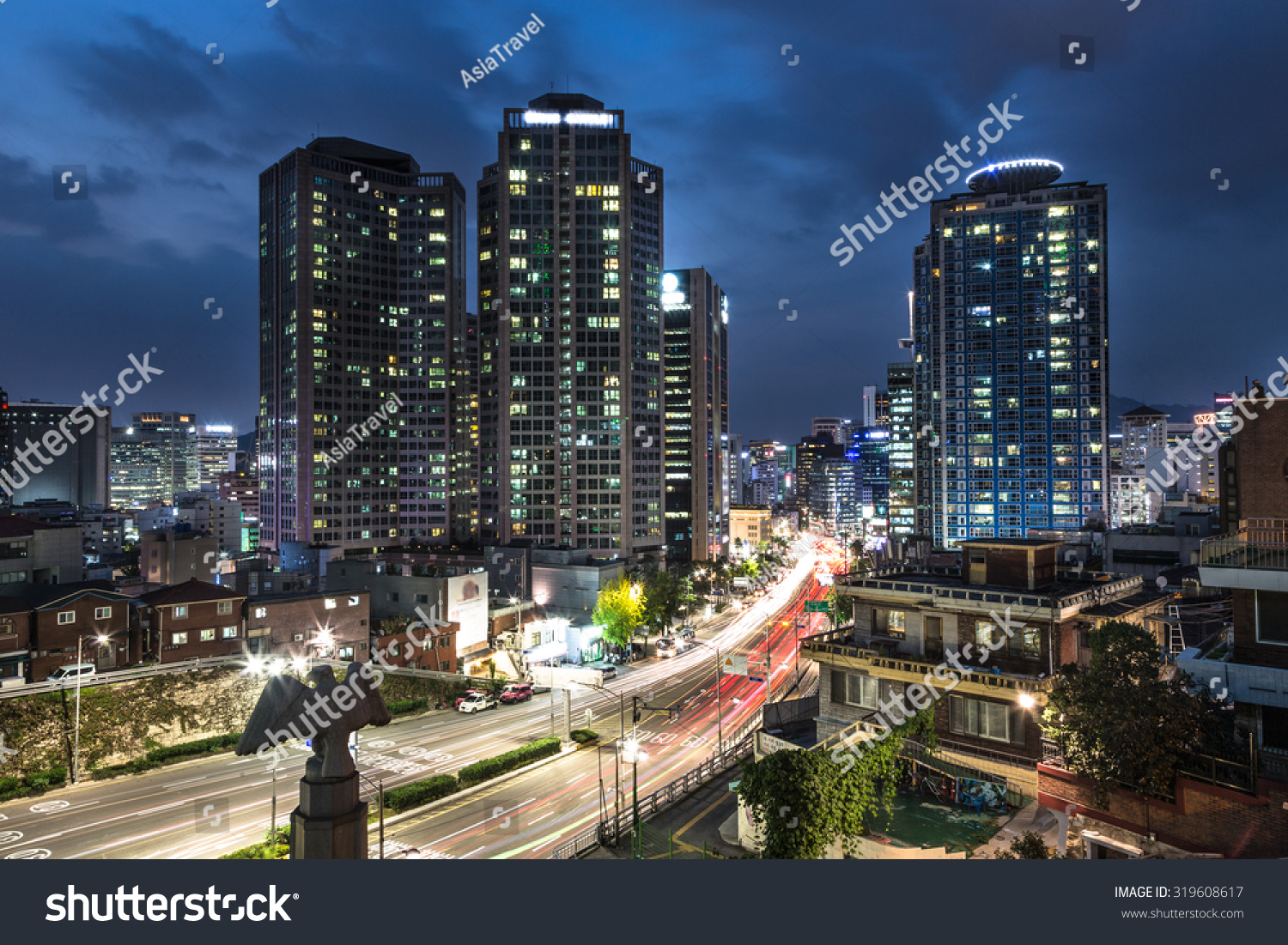 Traffic Rush Through Downtown Seoul South Stock Photo (Edit Now ...