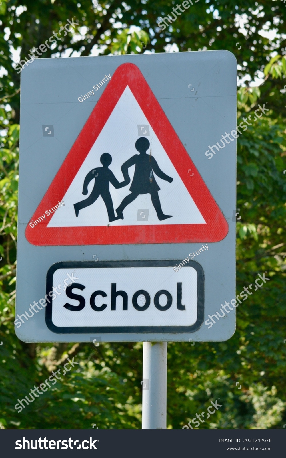 Traffic Sign Uk School Crossing Stock Photo 2031242678 | Shutterstock