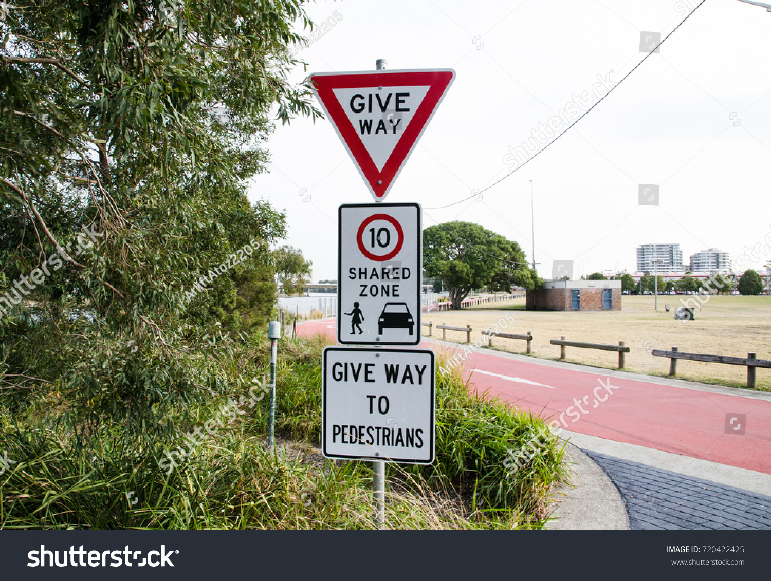 Traffic Warning Signs Give Way Shared Stock Photo Edit Now