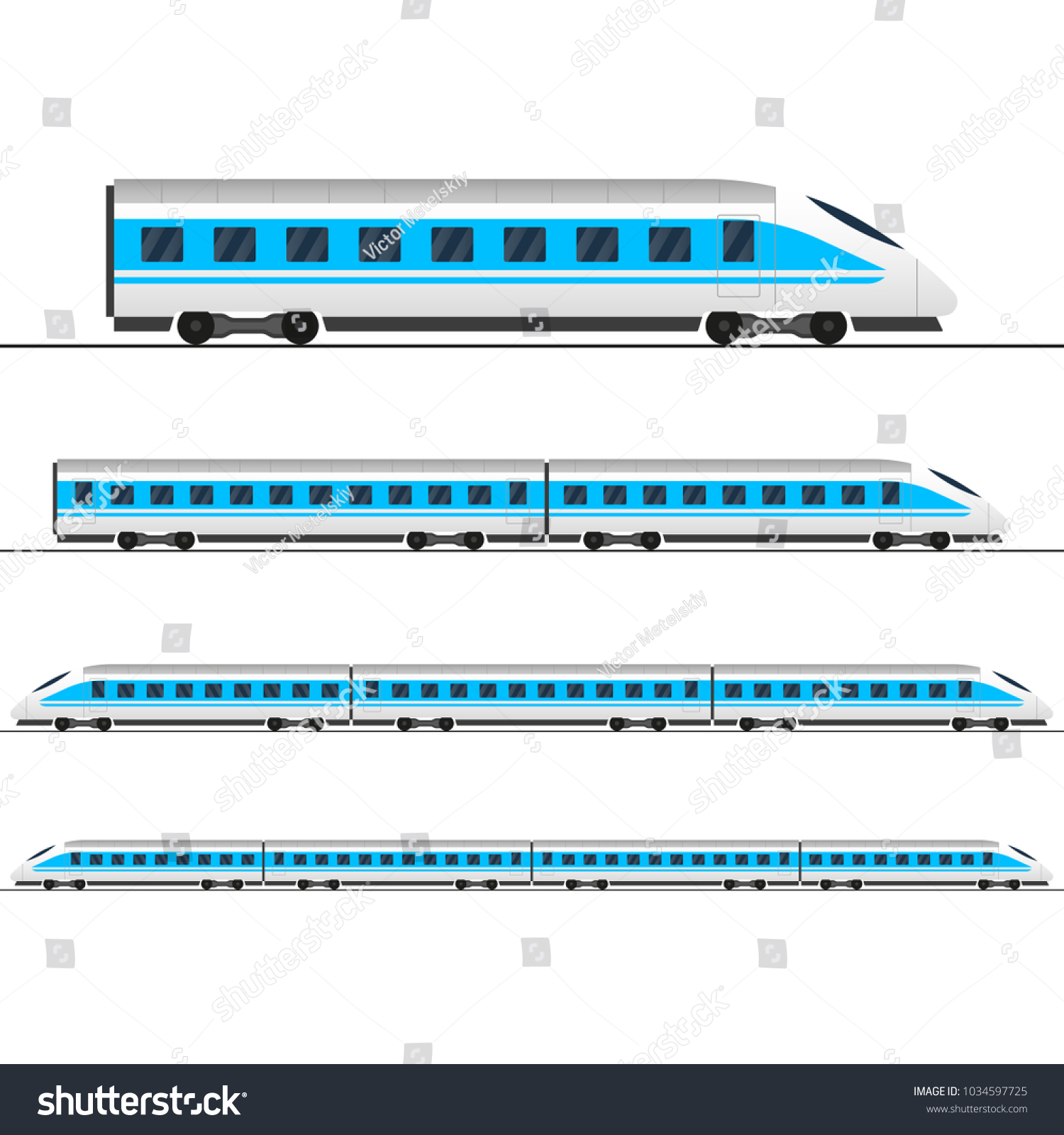 Train Modern Passenger Express Trains Railway Stock Illustration 1034597725