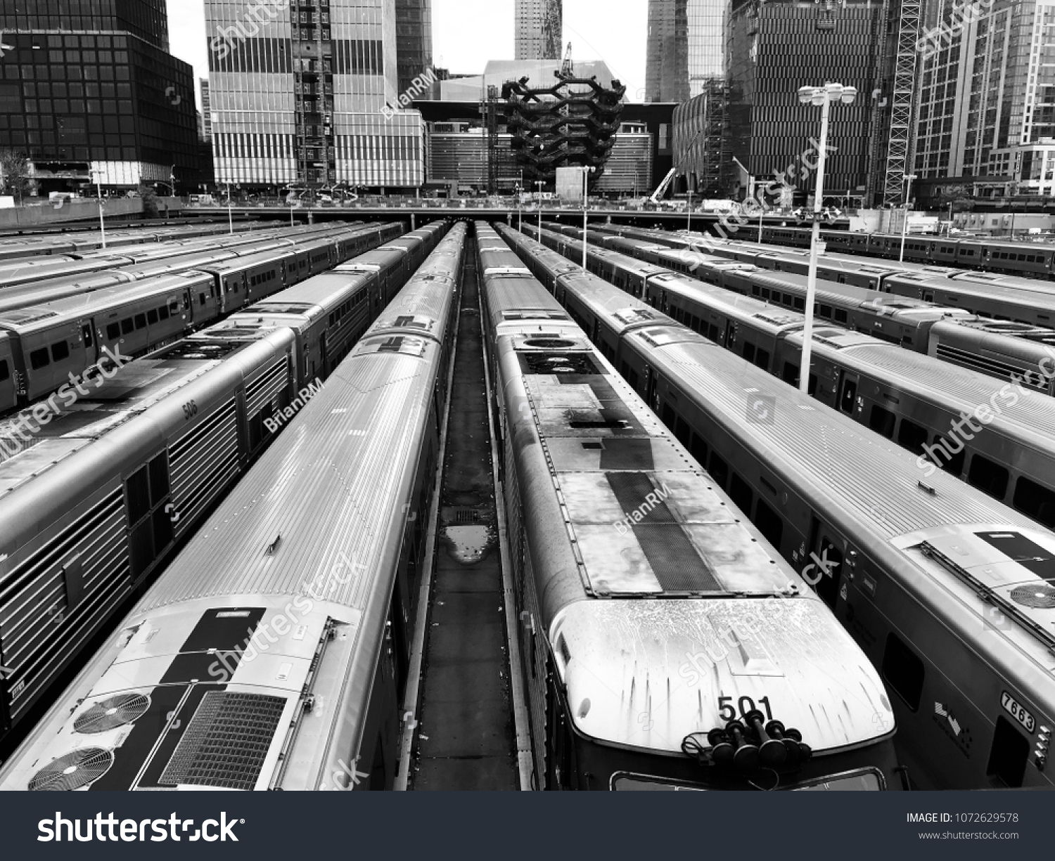 Trains Parked Outside Station Leading City Stock Photo Edit Now 1072629578