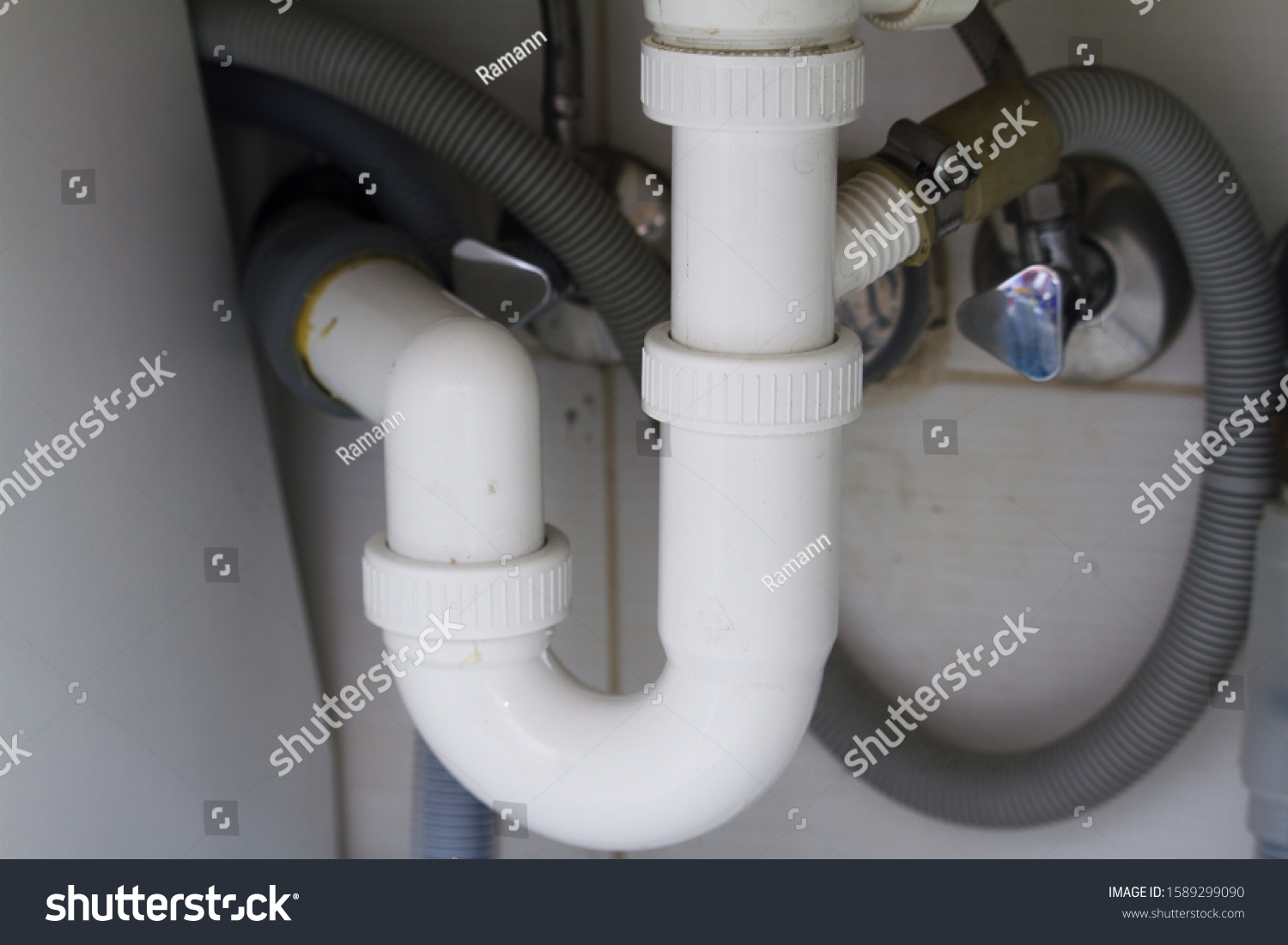 40 P Trap Sink Trap Images Stock Photos Vectors Shutterstock   Stock Photo Trap Pvc Grey Under Kitchen Stainless Steel Sink With Flexible Tube Over Flow Connect In White Wall 1589299090 