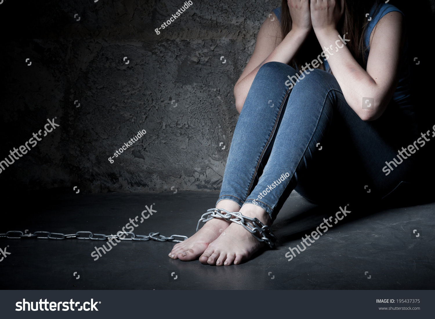 Trapped Woman Young Woman Trapped Chains Stock Photo 195437375 ...