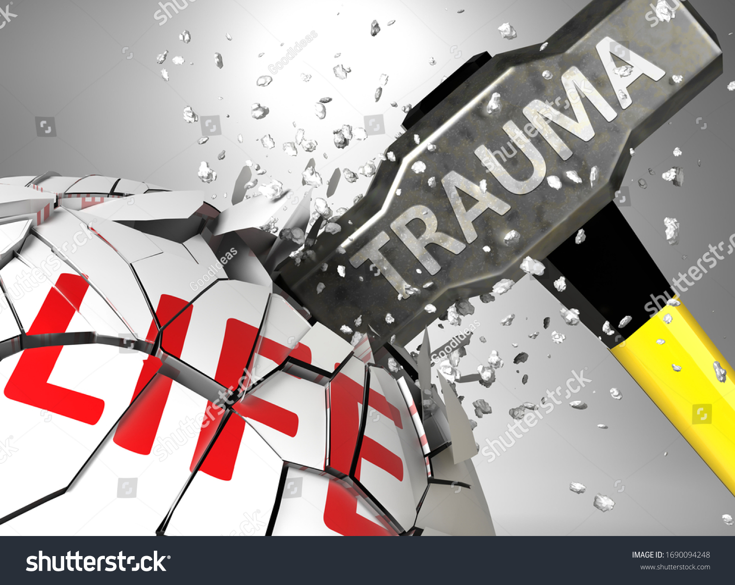 Trauma Destruction Health Life Symbolized By Stock Illustration 1690094248