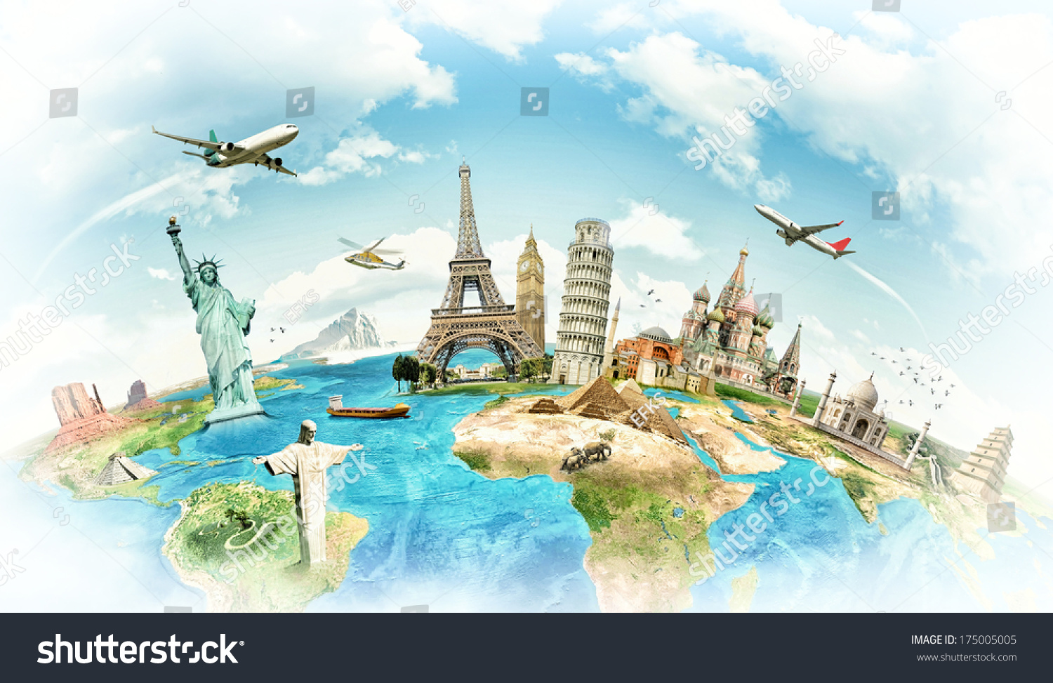 Travel The World Monument Concept Stock Photo 175005005 : Shutterstock