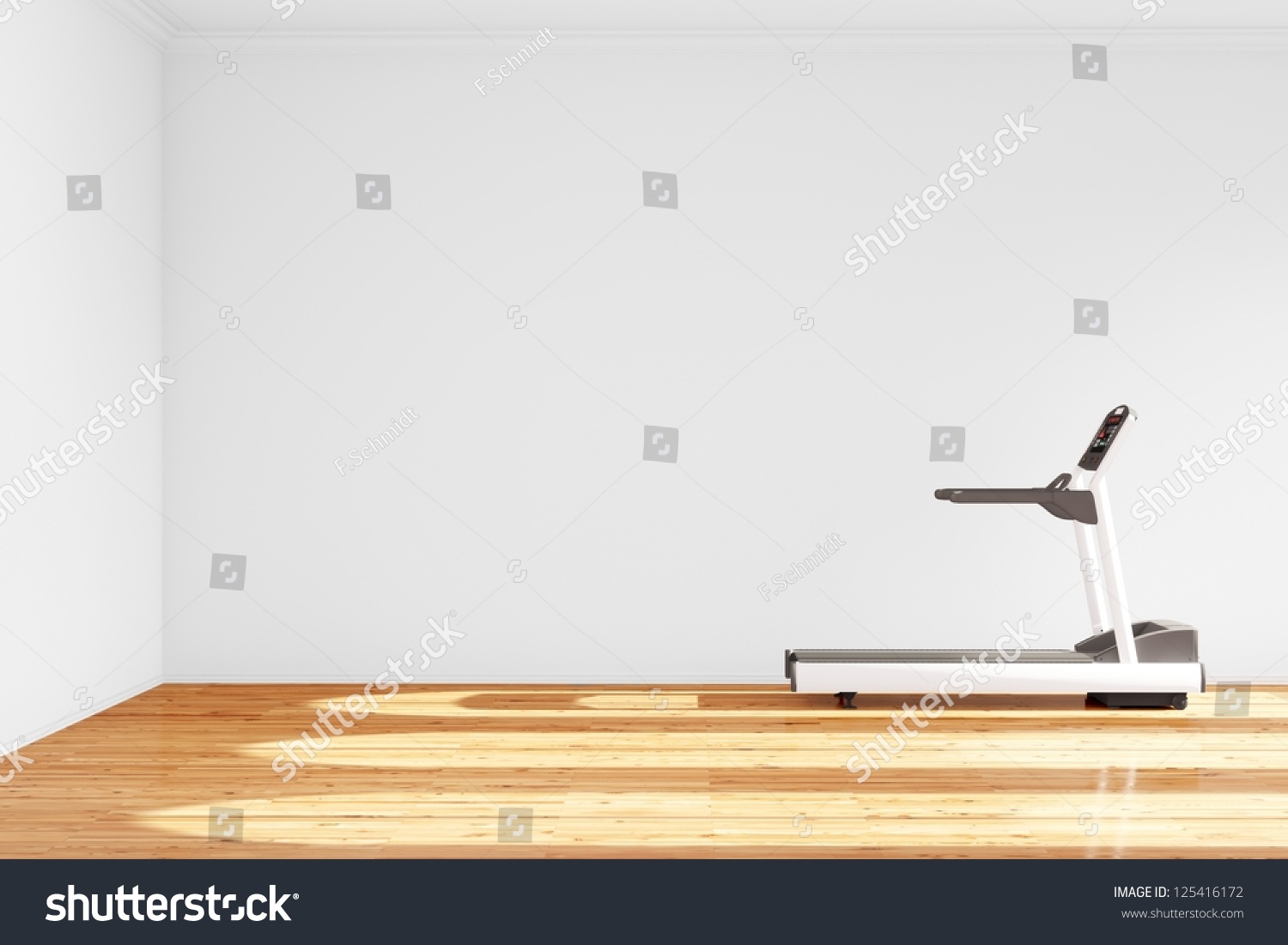 Treadmill Empty Room Hardwood Floor Stock Illustration 125416172