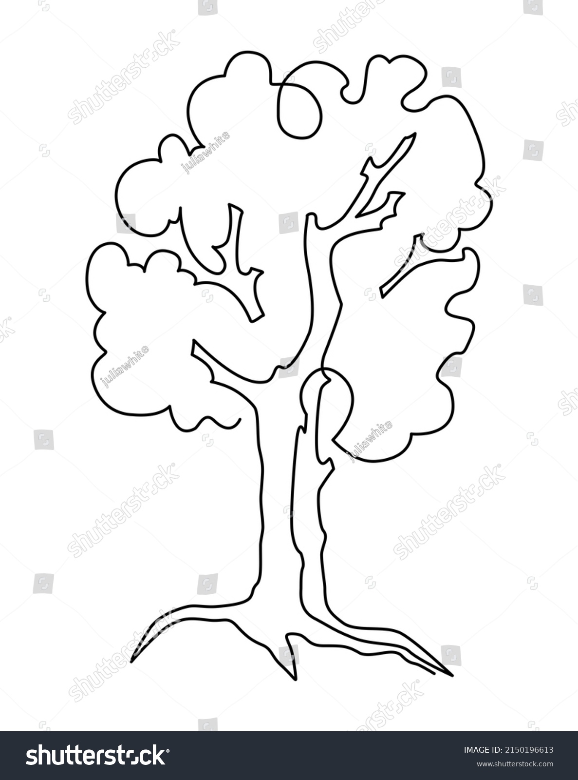 Tree Roots Single Continuous Line Drawing Stock Illustration 2150196613 ...