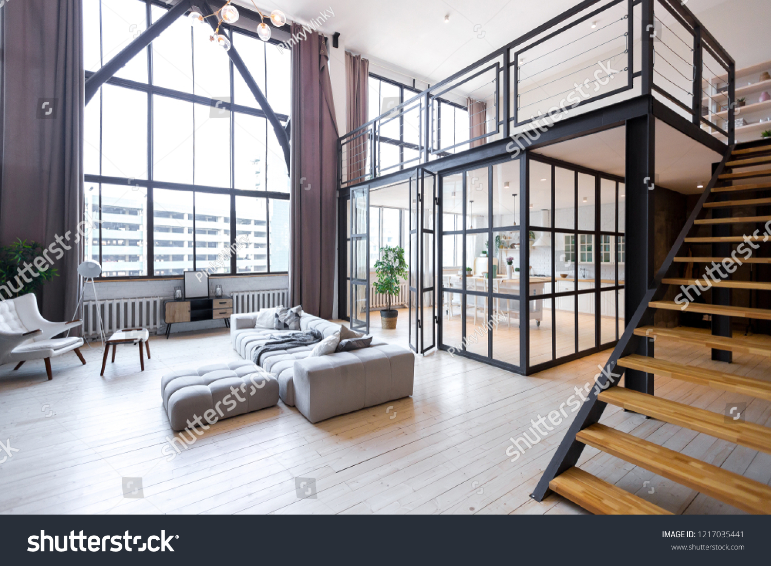 Trendy Modern Design Twolevel Apartment Large Stock Photo Edit Now 1217035441