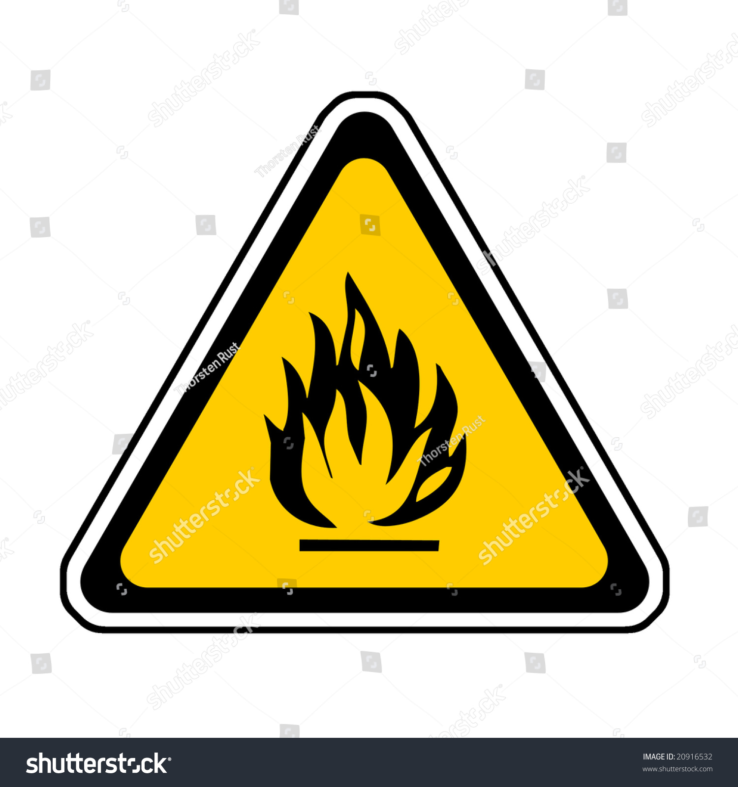 Triangle Fire Warning Sign - Symbol, White Background Stock Photo ...