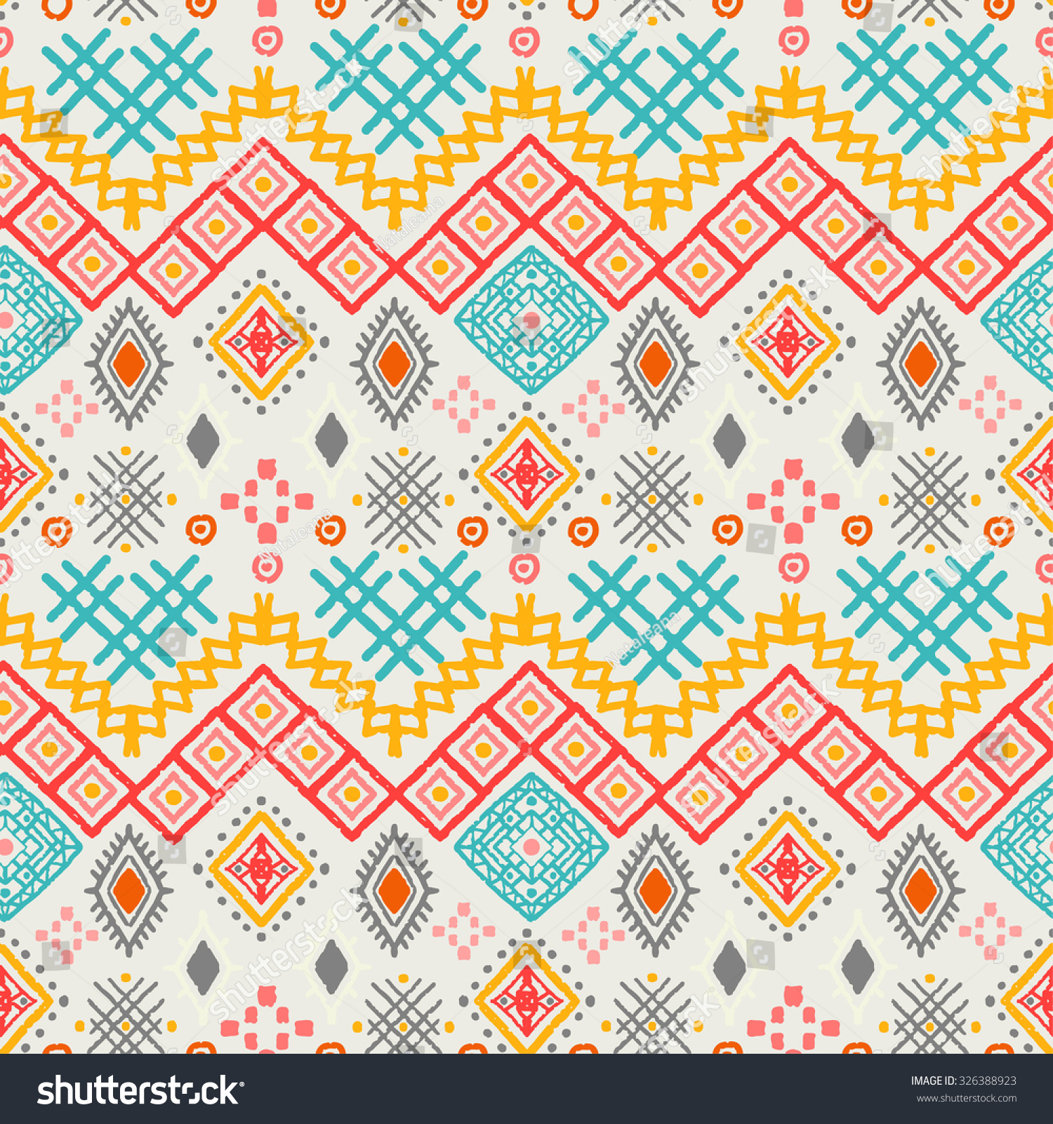 Tribal Art Boho Seamless Pattern. Ethnic Geometric Print. Aztec ...