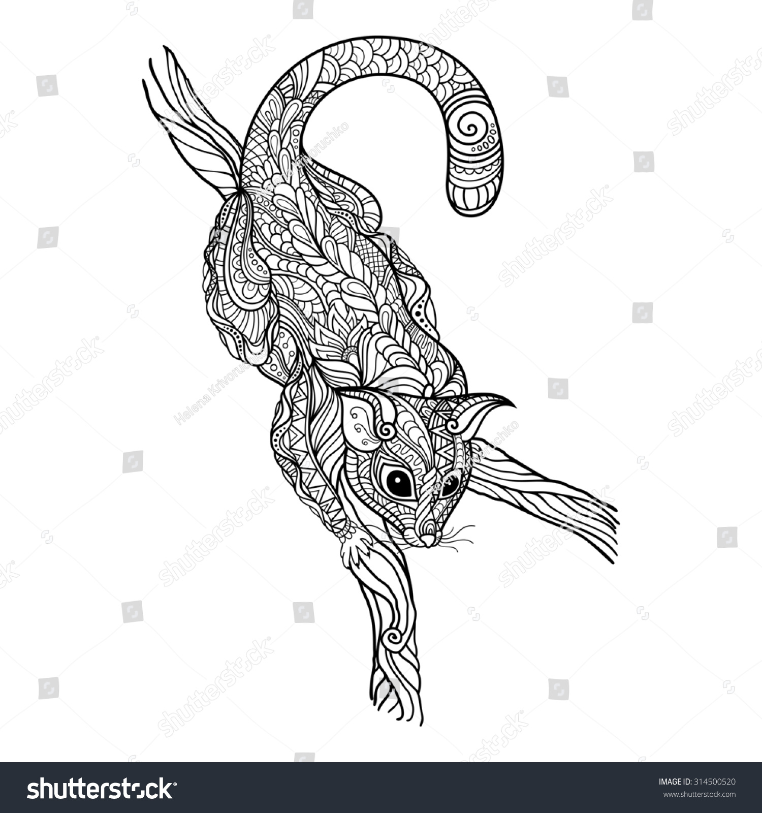 Uncategorized Possum Drawing tribal decorative common brushtail possum isolated stock animal on transparent background fox kuzu in zentangle