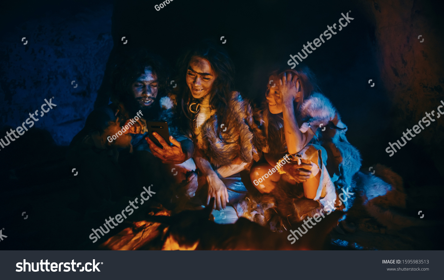 Tribe Prehistoric Primitive Huntergatherers Wearing Animal Stock Photo ...