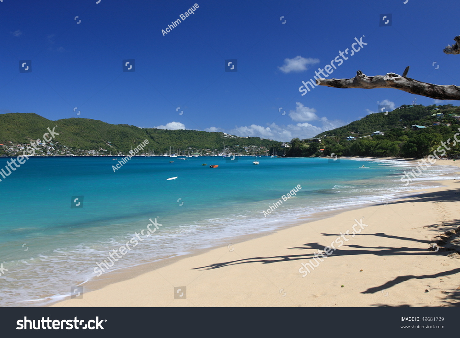 Tropical Beach On Bequia Island, St. Vincent In The Caribbean Stock ...