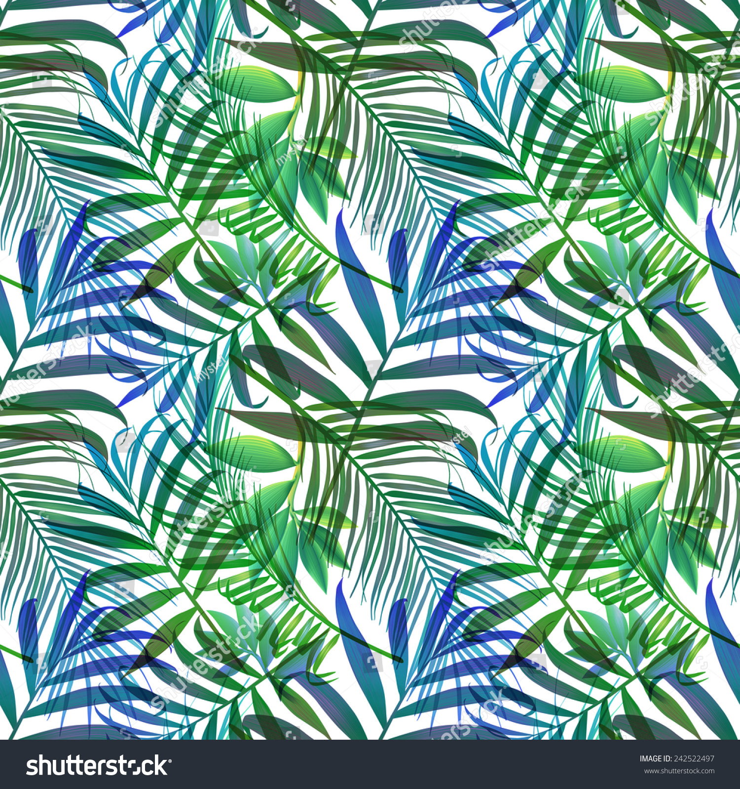 Tropical Monstera Palm Leaves Seamless Stylish Stock Illustration ...