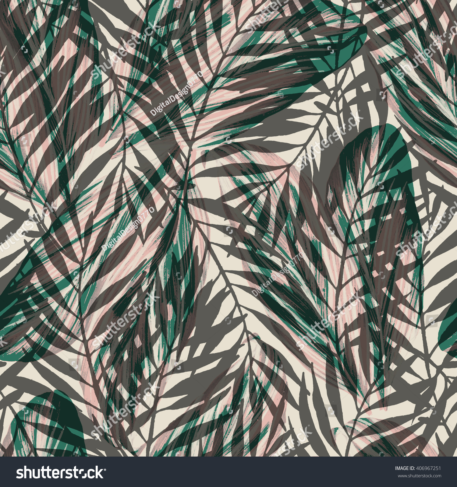 Download Tropical Palm Leaf Background Print Shadow Stock Illustration 406967251
