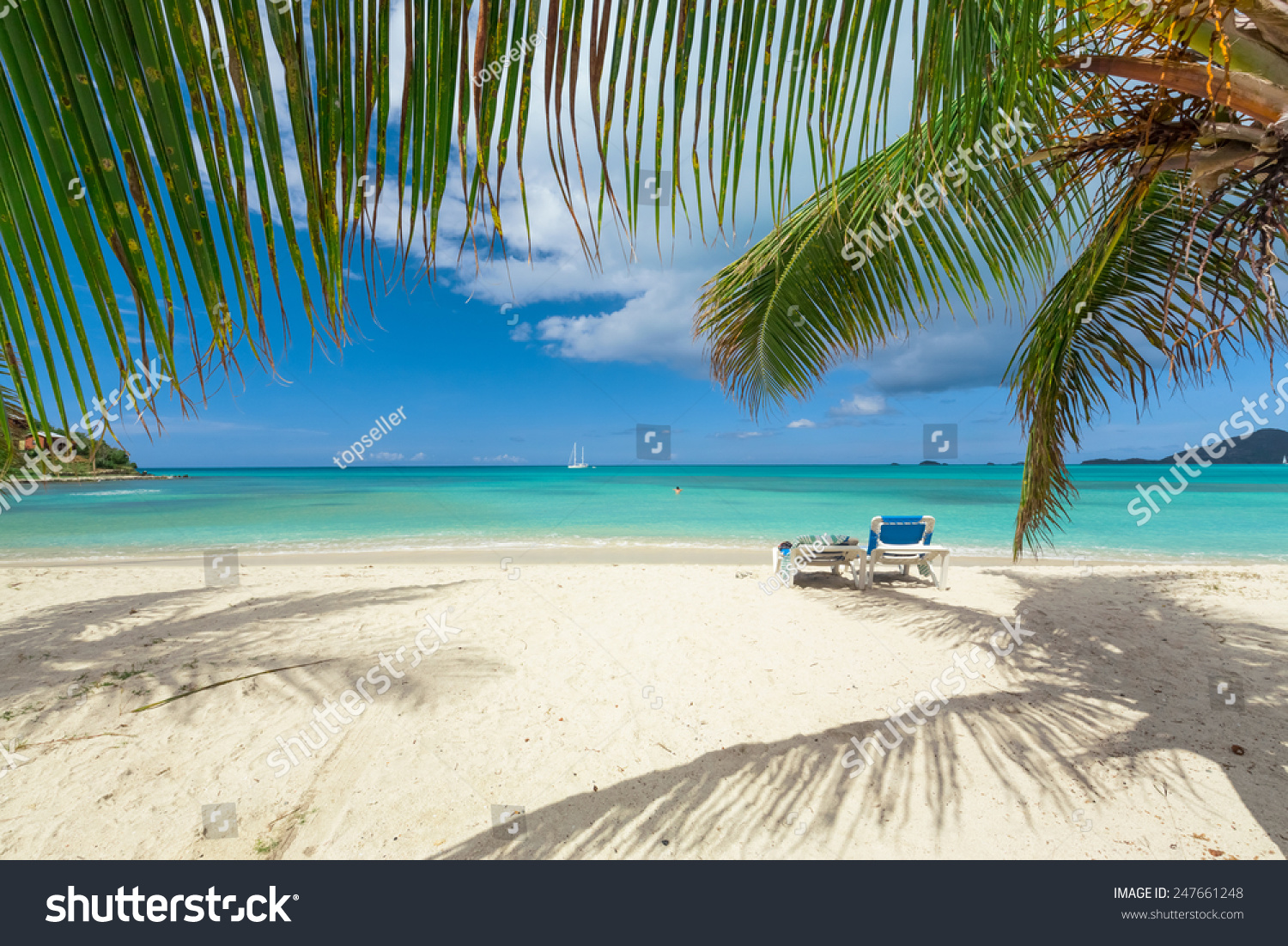 Tropical White Sand Beach Stock Photo 247661248 Shutterstock