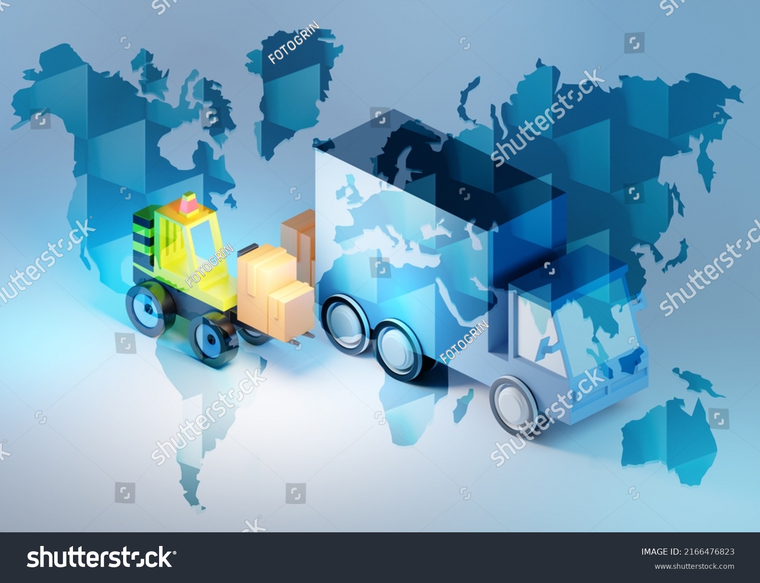 Truck Forklift International Logistics Concept Logistics Stock ...