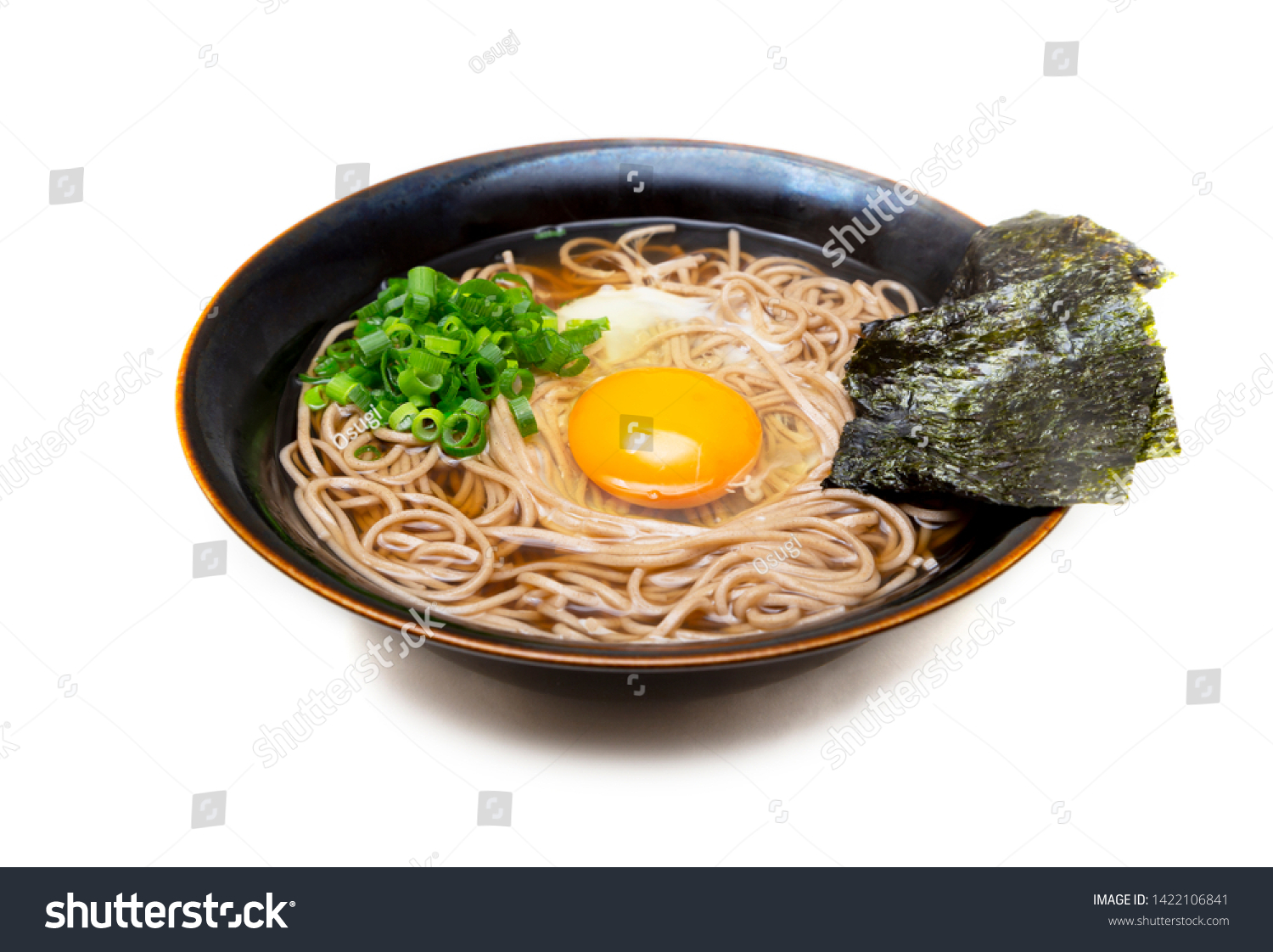 Tsukimi Soba Bowl On White Background Stock Photo Edit Now