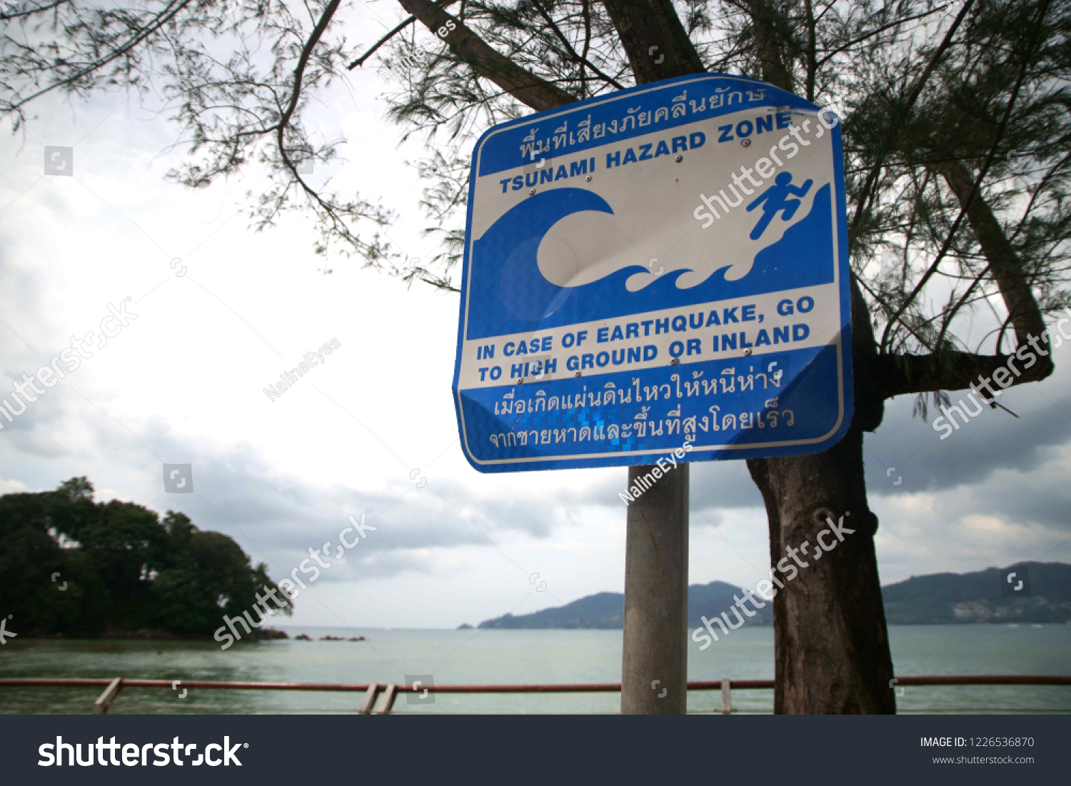 Tsunami Warning Sign Patong Beach Phuket Stock Photo Edit Now