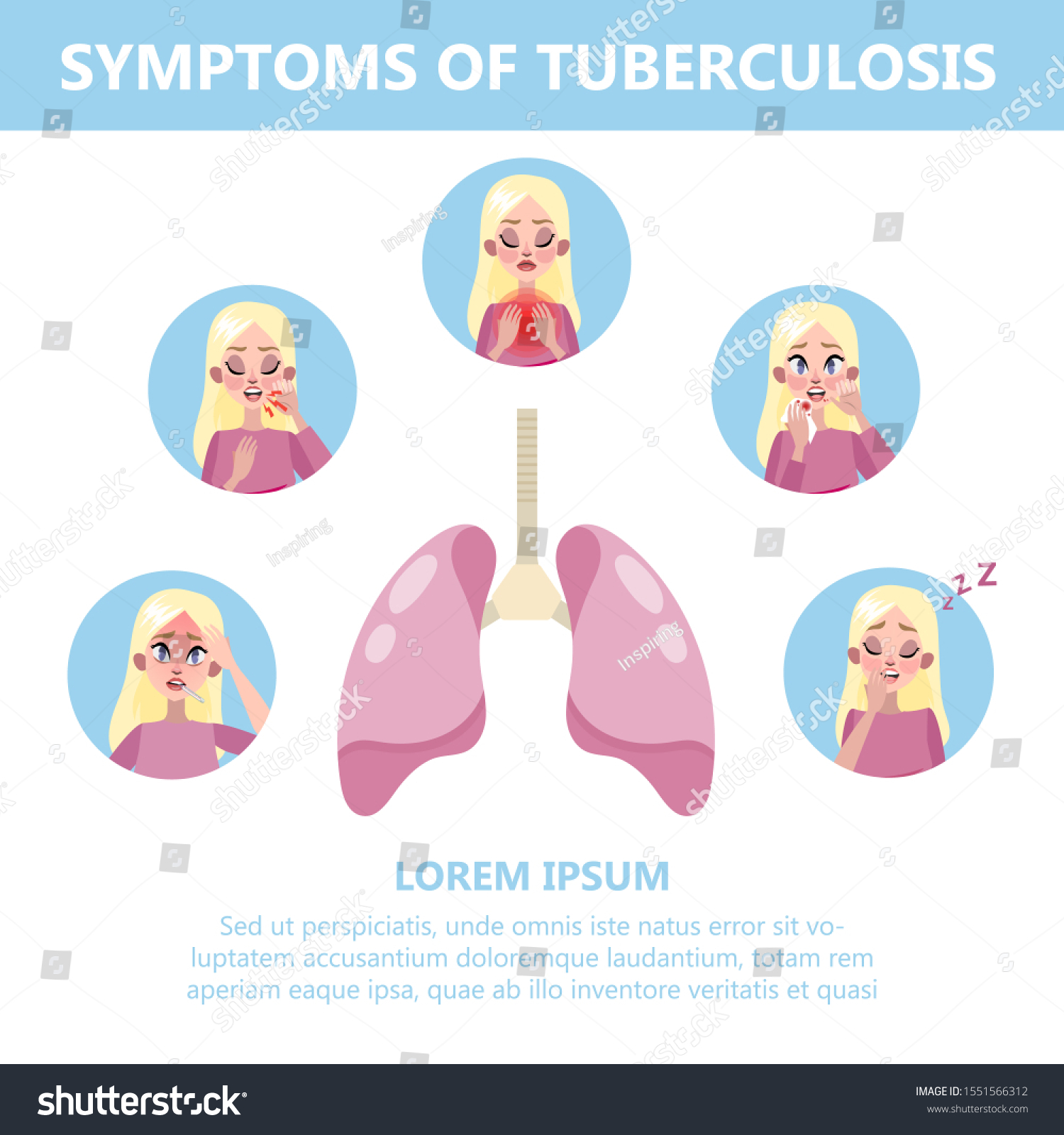 Tuberculosis Symptoms Signs Cough Chest Pain Stock Illustration 1551566312