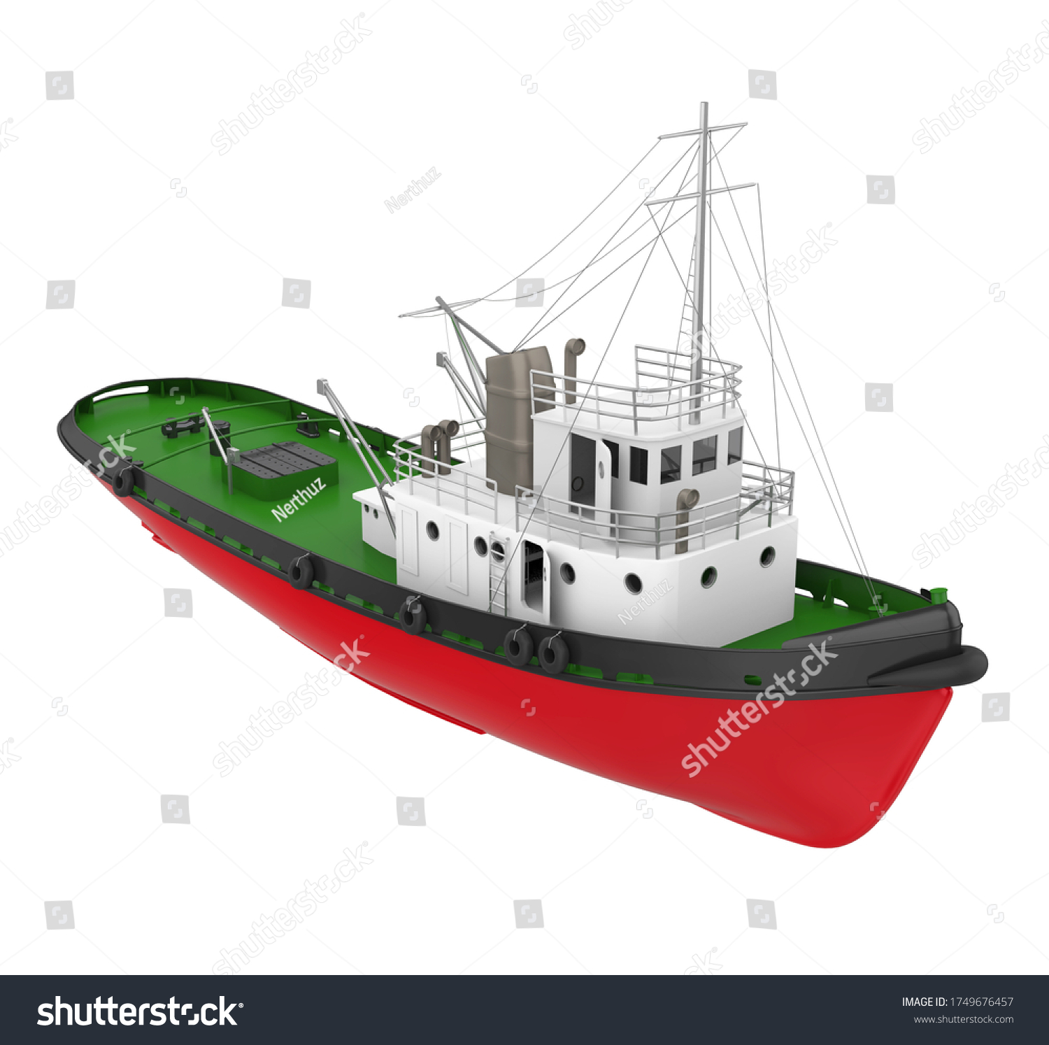 Tugboat Isolated On White Background 3d Stock Illustration 1749676457