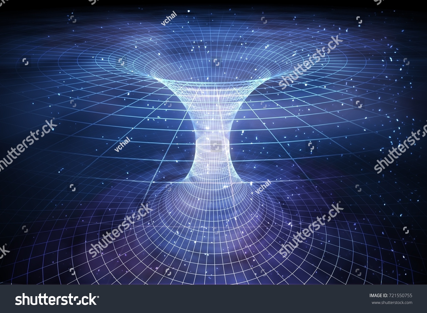 曲線状の時間にトンネルまたはワームホールを作成します 宇宙旅行のコンセプト 3dレンダリングイラスト のイラスト素材