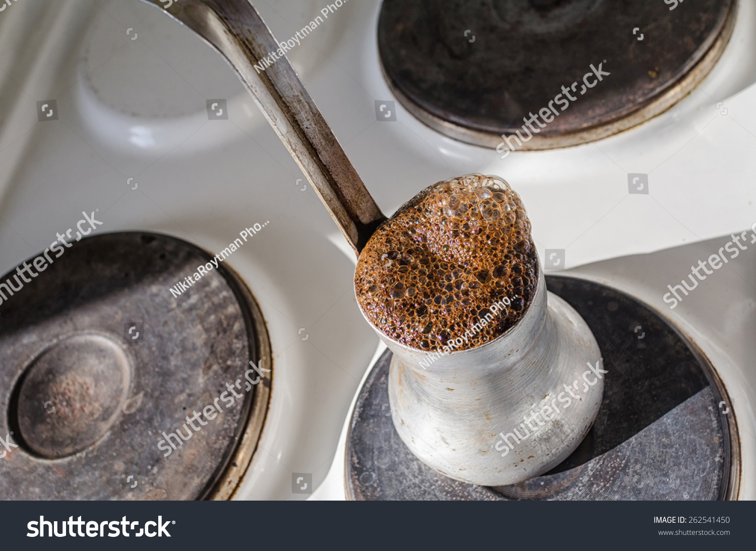 Turkish Coffee Pot Boiling Coffee On Stock Photo Edit Now 262541450