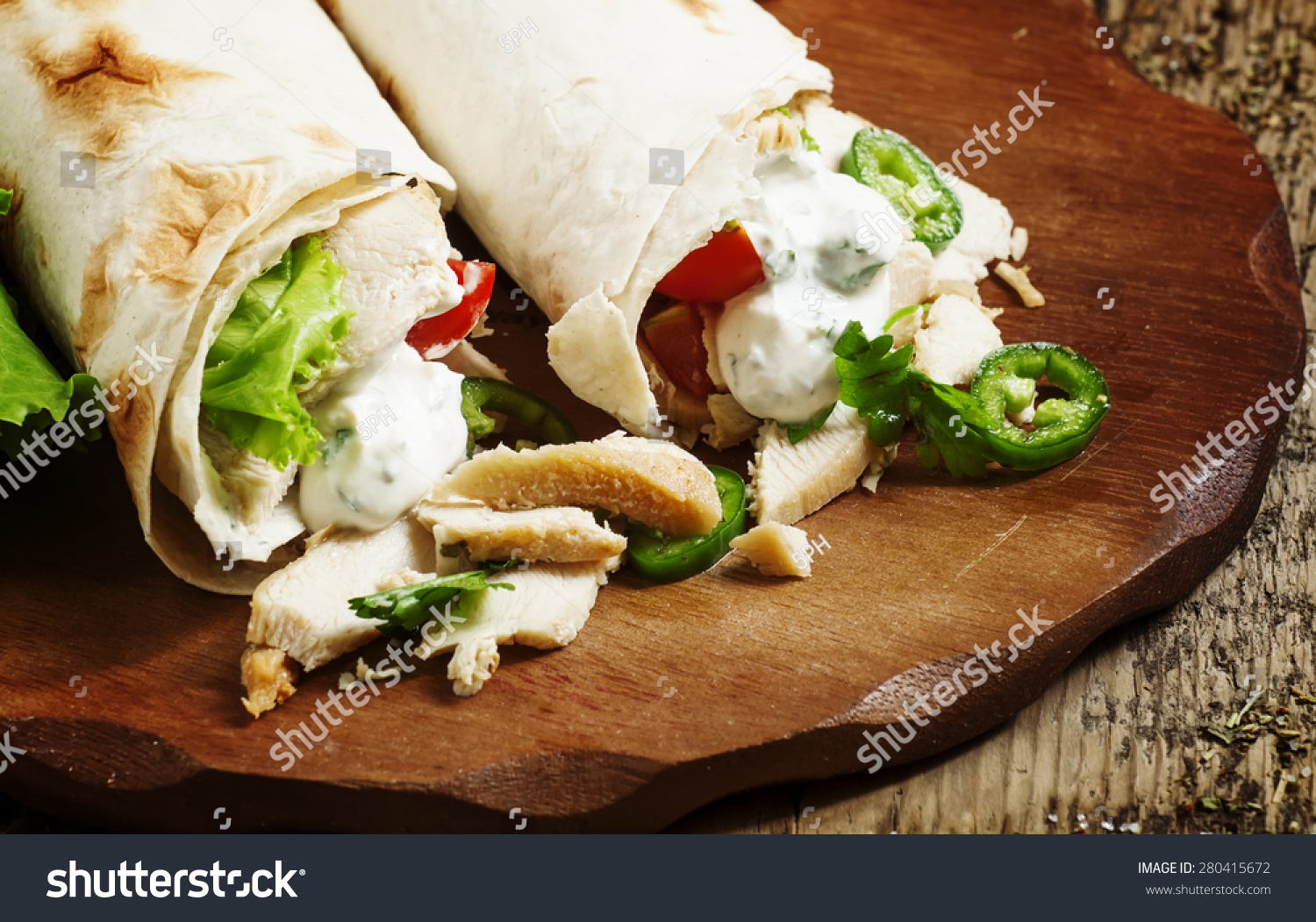 Turkish Doner Kebab, Shawarma, Roll With Meat And Pita Bread On A ...