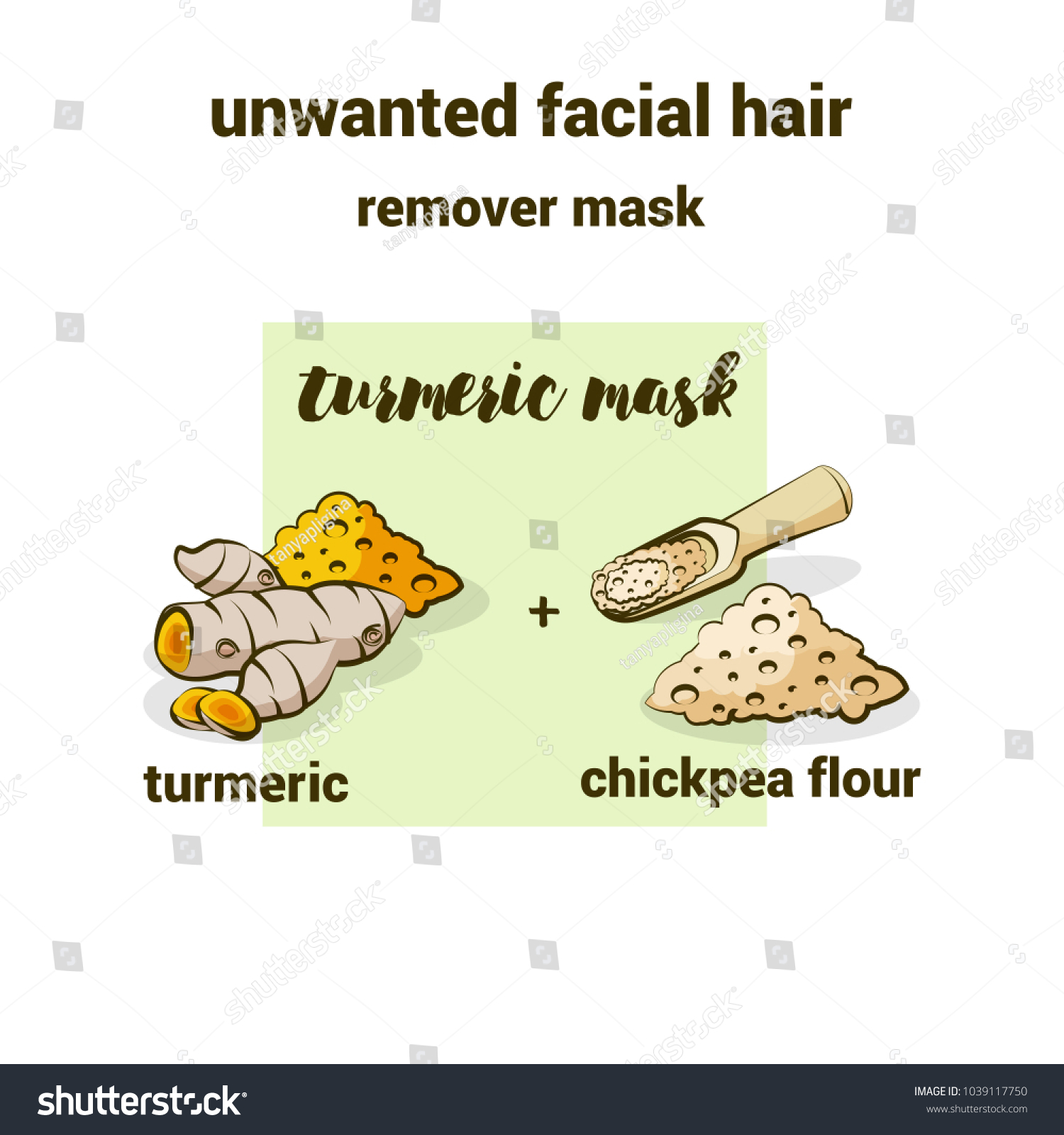 Turmeric Mask Unwanted Hair Removal On Stock Illustration 1039117750