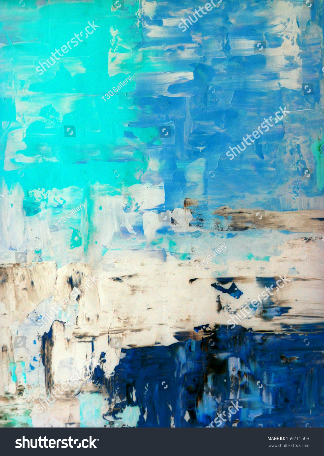 Turquoise Blue Abstract Art Painting Stock Illustration 159711503 ...