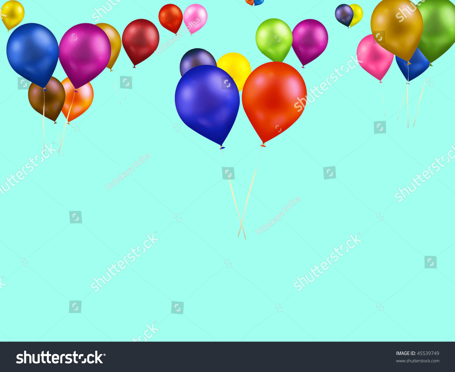 Turquoise Background Balloons Two Stock Photo 45539749 : Shutterstock