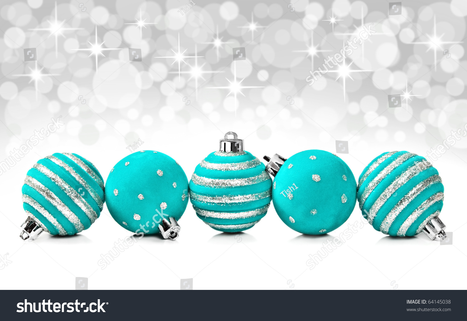 Turquoise Christmas Decoration Balls On Star Stock Photo 