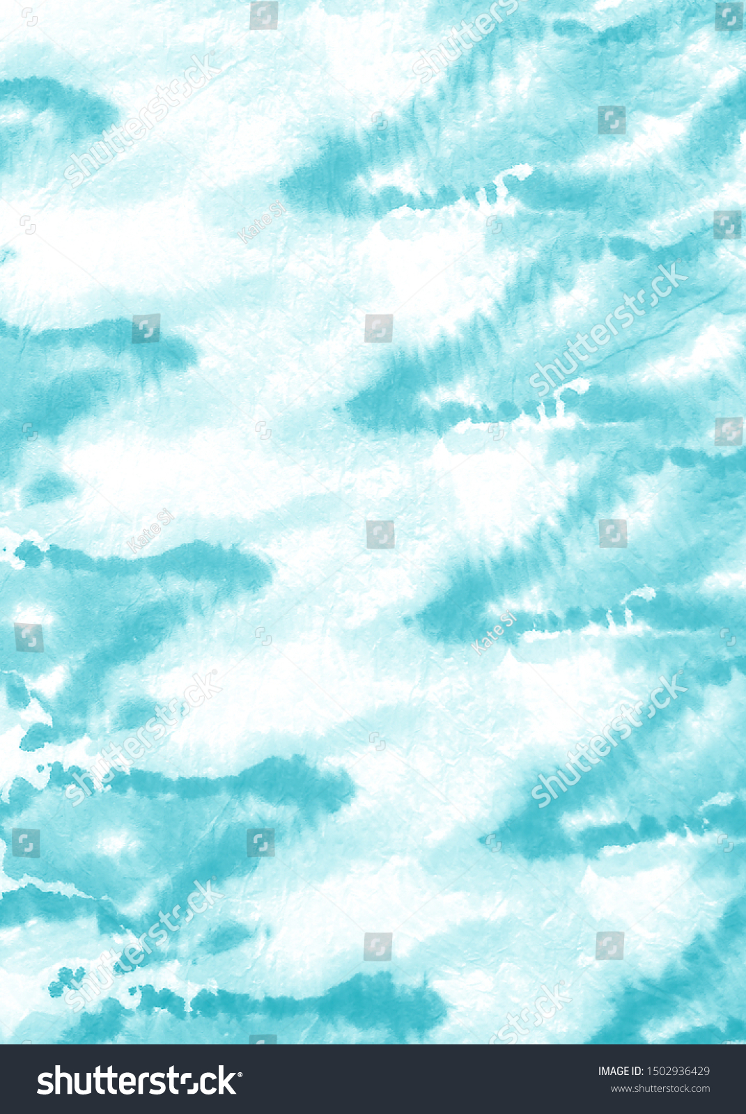 Turquoise Watercolor Wallpaper Baby Blue Handmade Stock Illustration