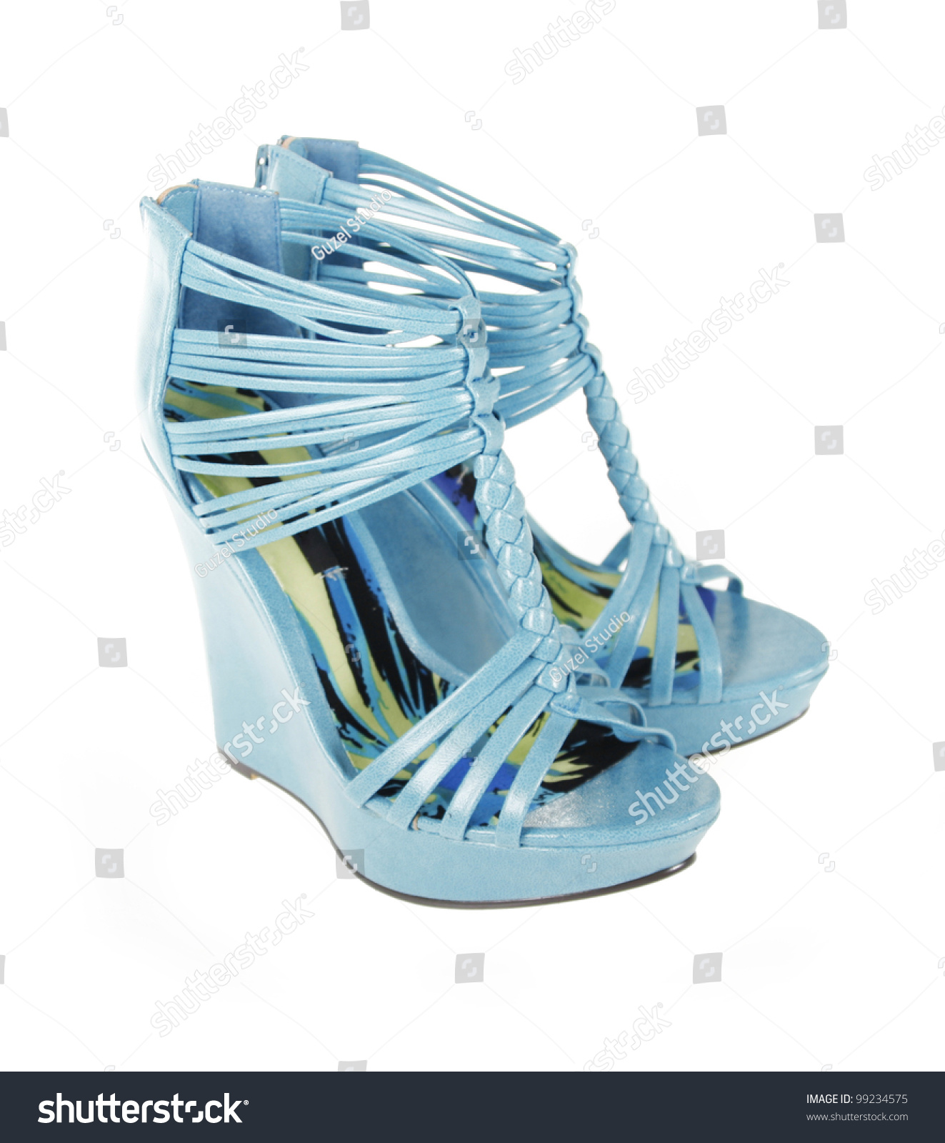 turquoise wedge shoes