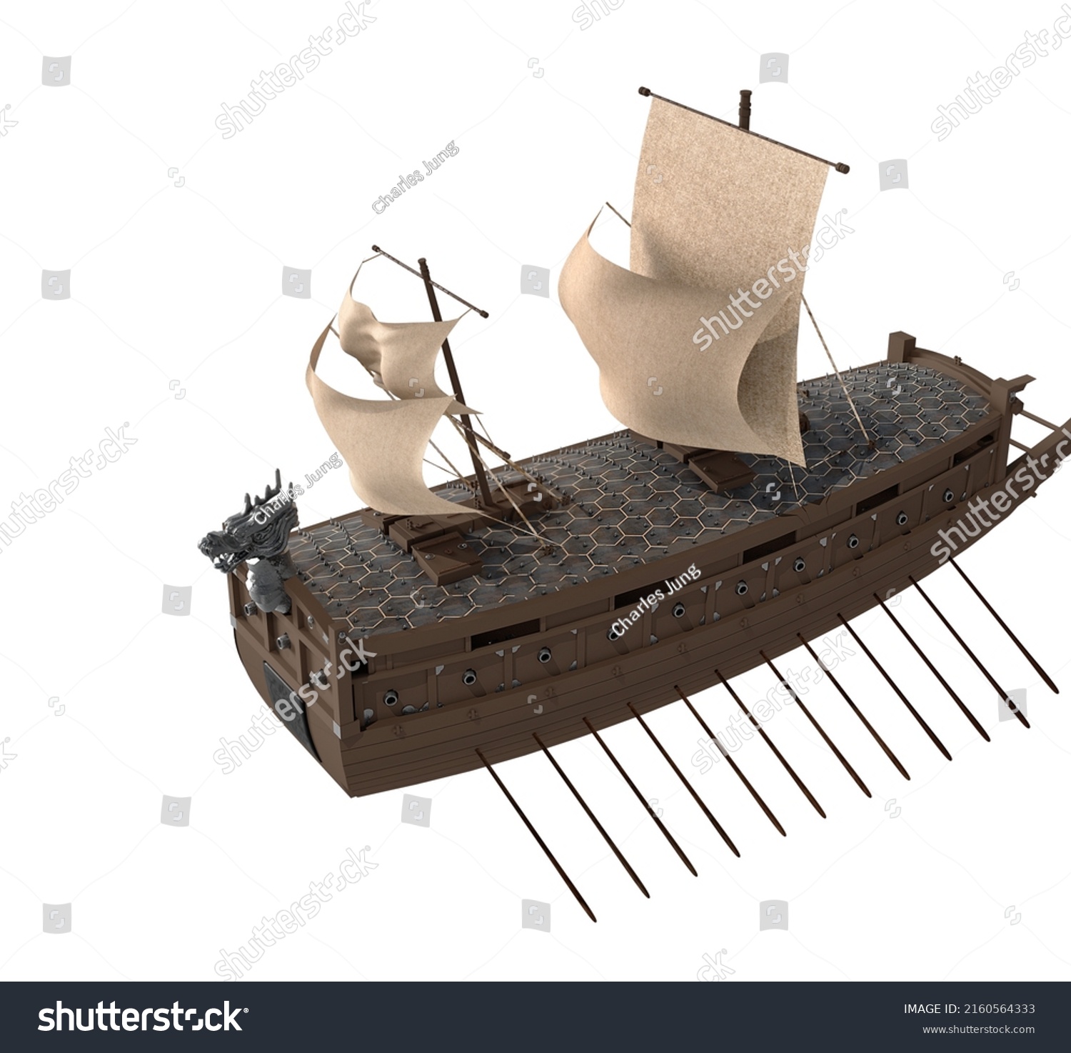 Turtle Ship 3d Illustration Modeling Composite Stock Illustration ...