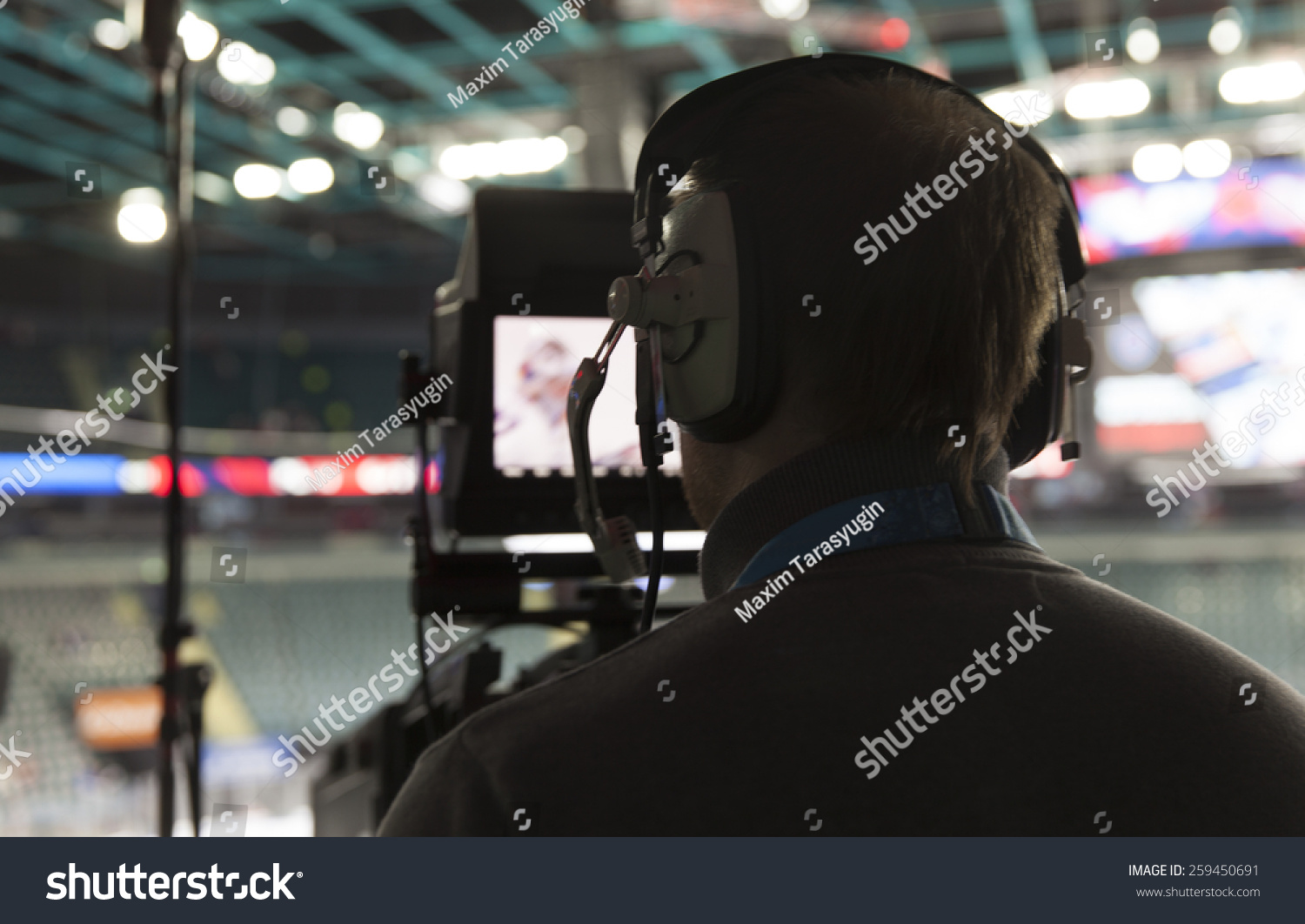 Tv Camera Broadcast Hockey Stock Photo 259450691