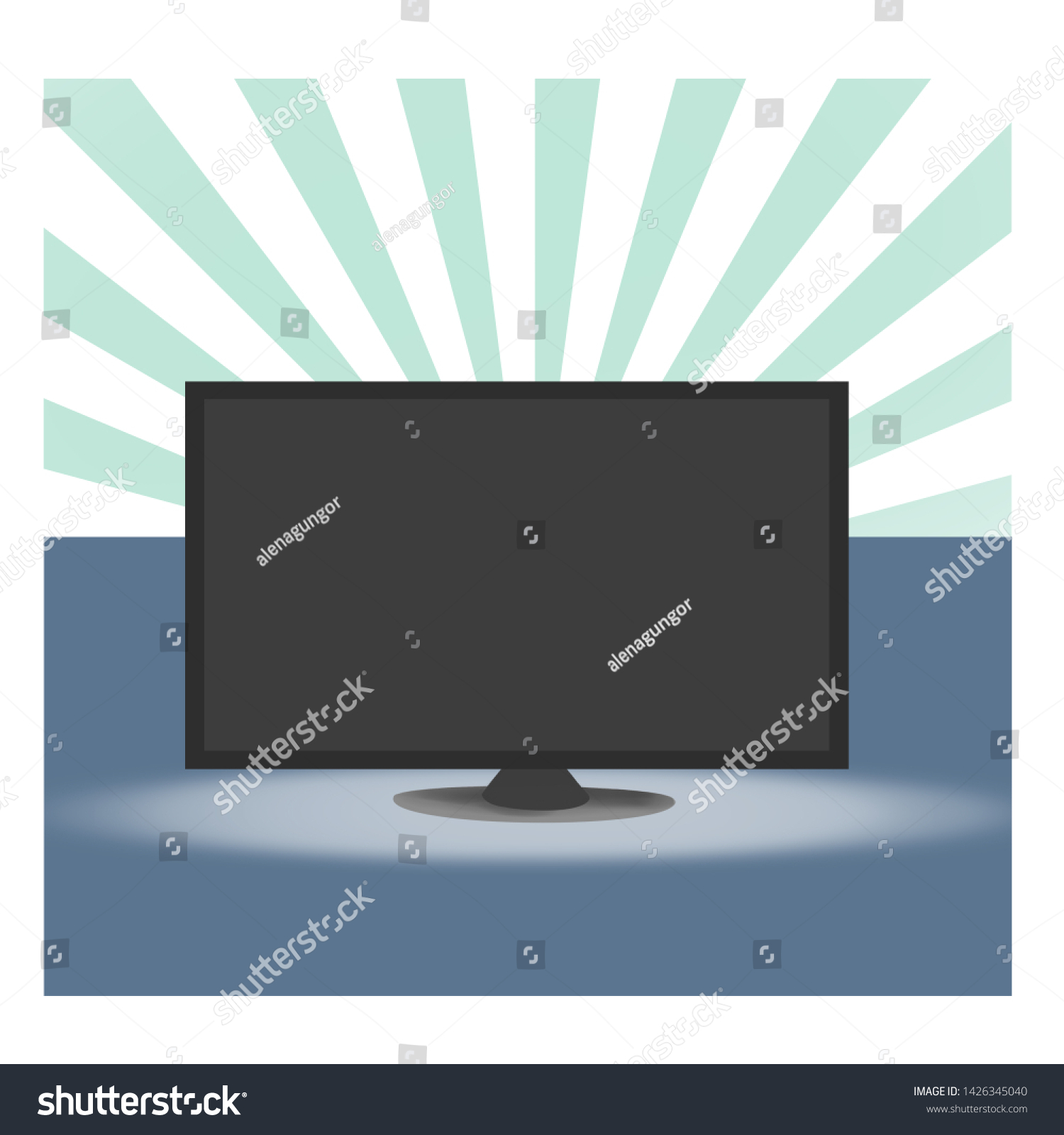 Tv Flat Screen Plasma Realistic Illustration Stock Illustration