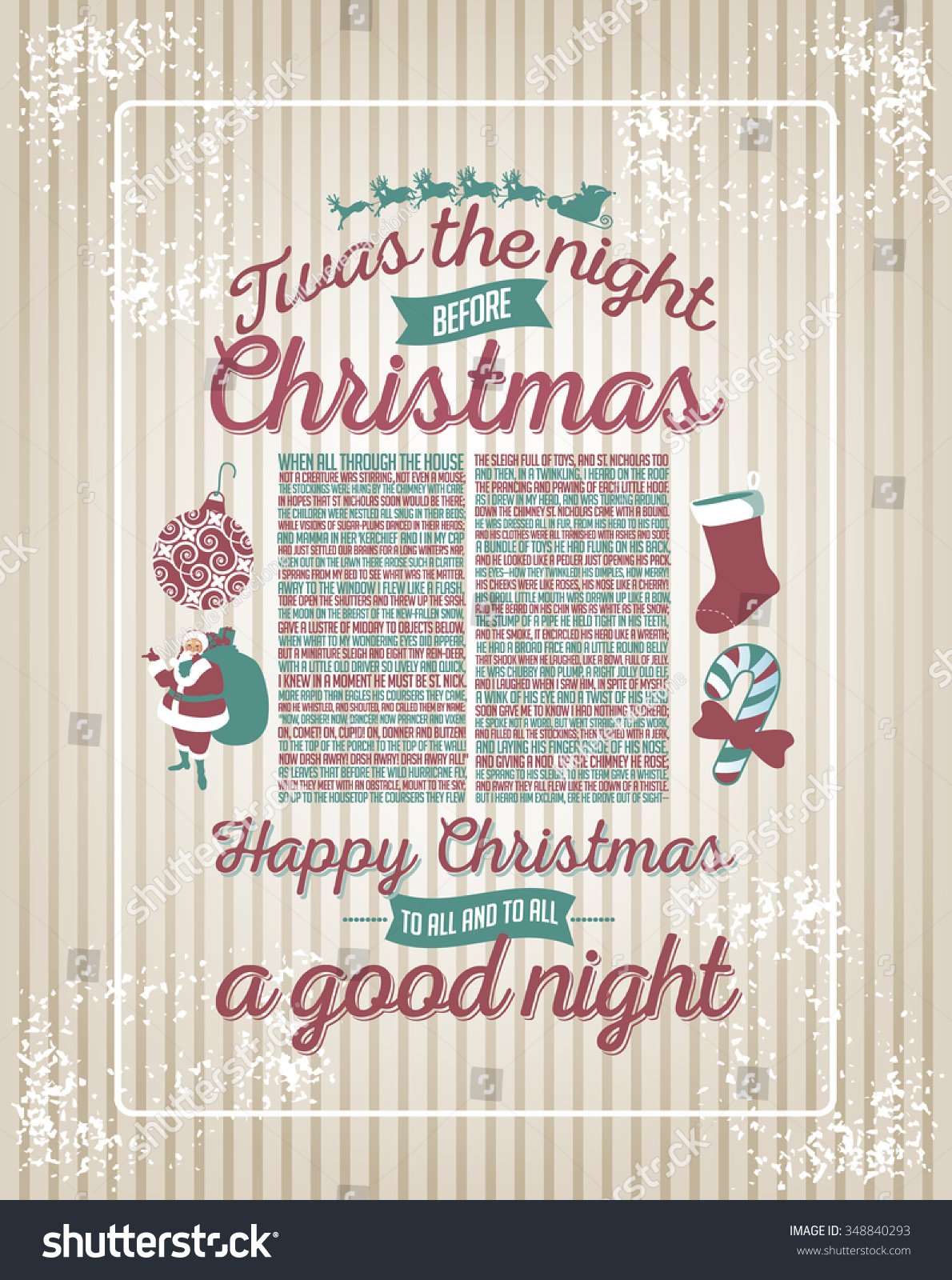 Twas Night Before Christmas Poem Stock Illustration 348840293